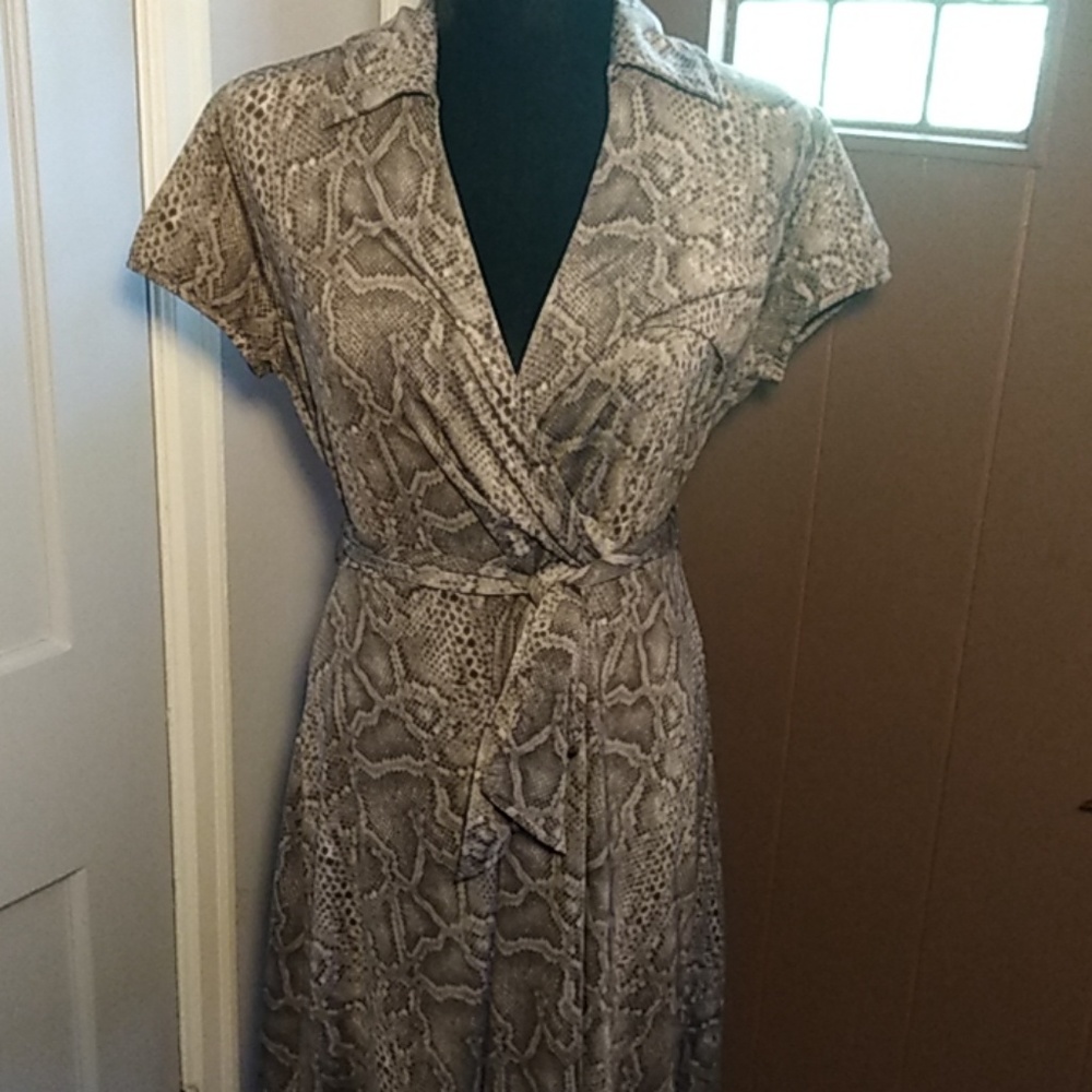 Snakeskin faux wrap dress